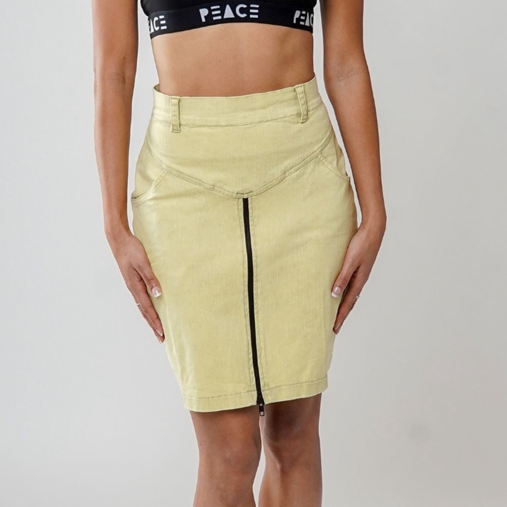 PEACE FITS ✌️ Pencil Skirt - Khaki Acid Wash - Picture 2 of 2
